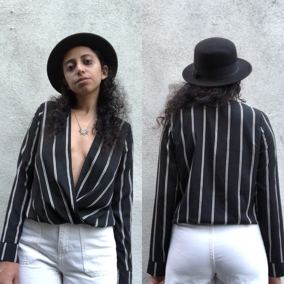 Honey Punch Tops - Striped Wrap Blouse by Honey Punch